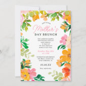 モダンはっきりしたフローラ台本の母の昼ブランチ 招待状 (正面)