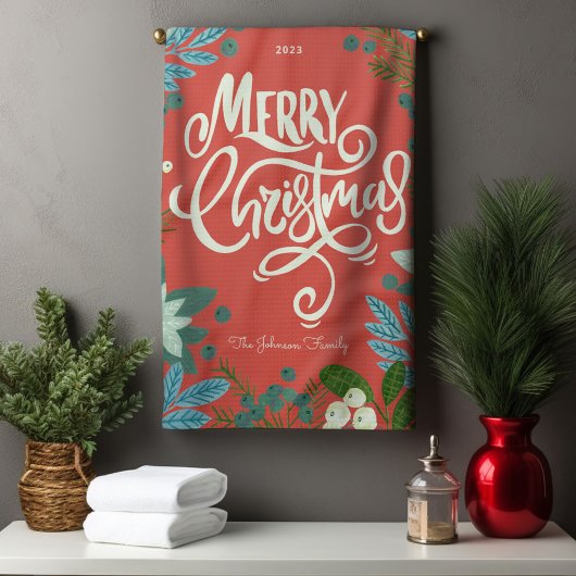 モダンはっきりしたフローラ キッチンタオル