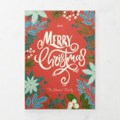 モダンはっきりしたフローラ 三つ折りクリスマスカード (カバー)