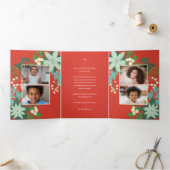 モダンはっきりしたフローラ 三つ折りクリスマスカード (内部)