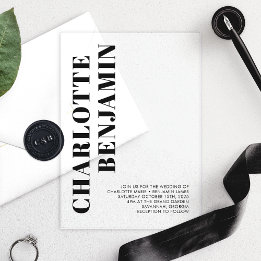 モダンはっきりしたブラック・ミニマ結婚リスト アクリル招待状