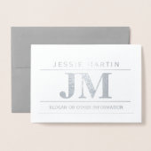 モダンはっきりしたプロフェッショナル |グレーとシルバー空白の 箔カード (封筒付き正面)