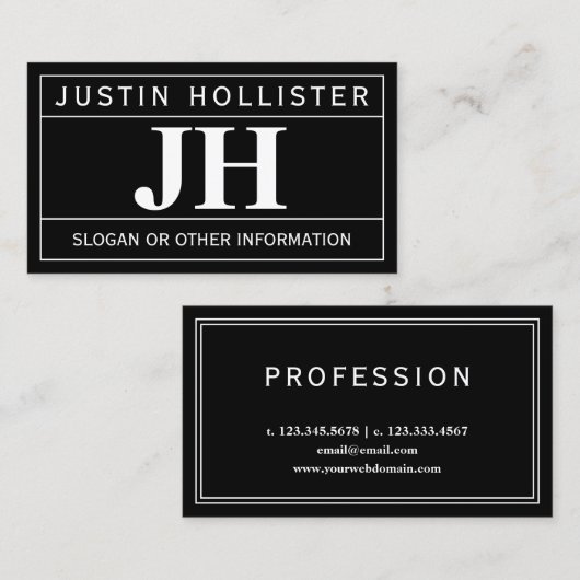 モダンはっきりしたプロフェッショナル |黒と白 名刺 (正面/裏面)