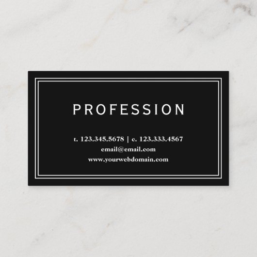 モダンはっきりしたプロフェッショナル |黒と白 名刺 (裏面)