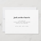 モダンはっきりしたベビー誕生 案内状 (裏面)