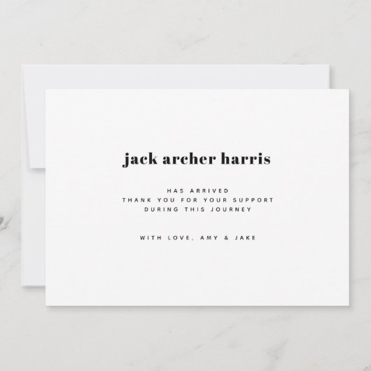 モダンはっきりしたベビー誕生 案内状 (裏面)