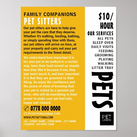 モダンはっきりしたペット座りサービス広告 ポスター (正面)