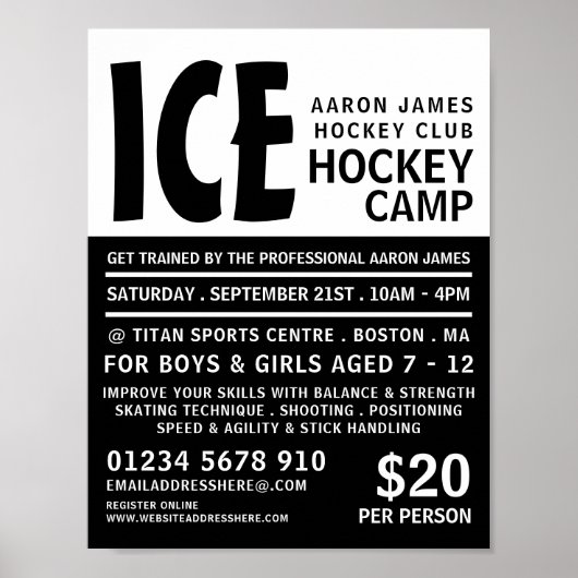モダンはっきりしたホッケー広告キャンプ ポスター (正面)