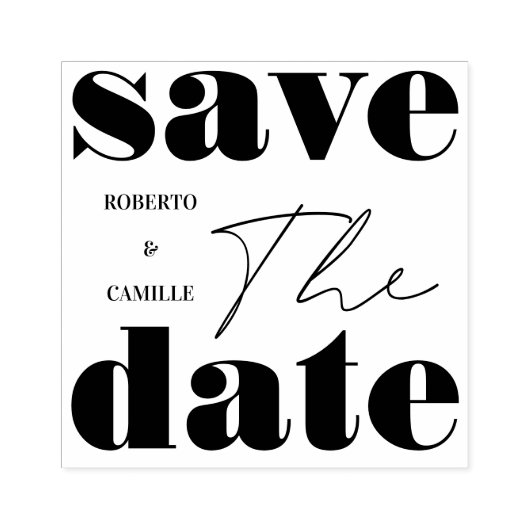 モダンはっきりしたミニマルプリント結婚式の日付の保存 ラバースタンプ (インプリント)