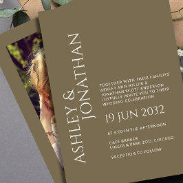 モダンはっきりしたミニマル写真結婚の 招待状