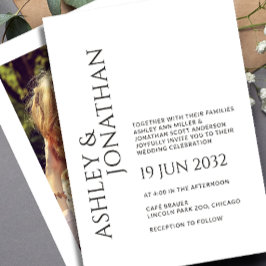 モダンはっきりしたミニマル写真結婚の 招待状