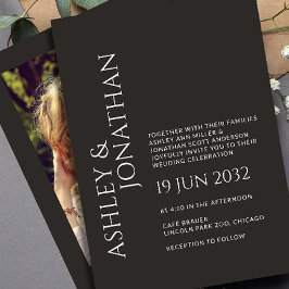 モダンはっきりしたミニマル写真結婚の 招待状