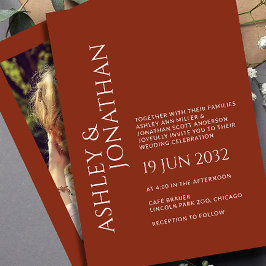 モダンはっきりしたミニマル写真結婚の 招待状