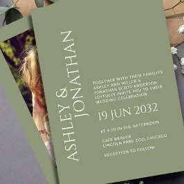 モダンはっきりしたミニマル写真結婚の 招待状