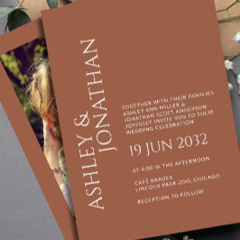 モダンはっきりしたミニマル写真結婚の 招待状