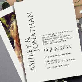 モダンはっきりしたミニマル写真結婚の 招待状