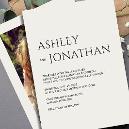 モダンはっきりしたミニマル写真結婚の 招待状