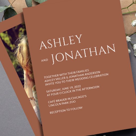 モダンはっきりしたミニマル写真結婚の 招待状