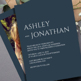 モダンはっきりしたミニマル写真結婚の 招待状