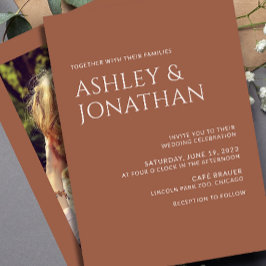 モダンはっきりしたミニマル写真結婚の 招待状