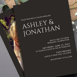 モダンはっきりしたミニマル写真結婚の 招待状