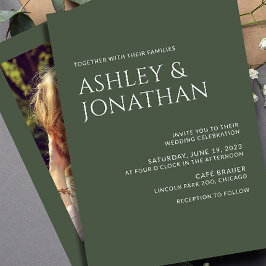 モダンはっきりしたミニマル写真結婚の 招待状