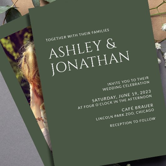 モダンはっきりしたミニマル写真結婚の 招待状