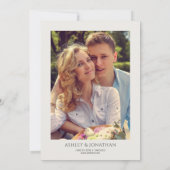 モダンはっきりしたミニマル写真結婚の 招待状 (裏面)