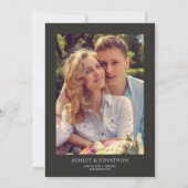 モダンはっきりしたミニマル写真結婚の 招待状 (裏面)