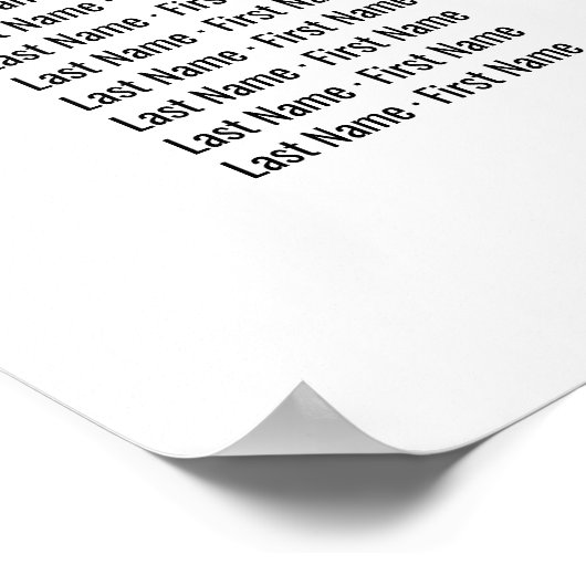 モダンはっきりしたミニマル台紙の座席結婚表 ポスター (角)