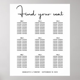 モダンはっきりしたミニマル台紙の座席結婚表 ポスター