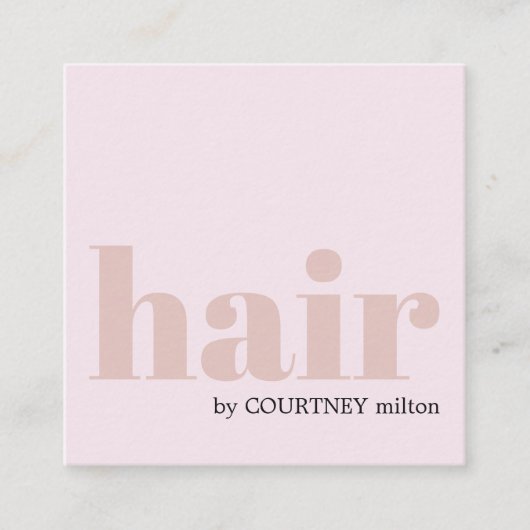 モダンはっきりしたミニマル淡い色のバラヘアサロン スクエア名刺 (正面)
