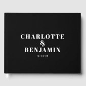 モダンはっきりしたミニマル白黒結婚の ゲストブック (正面)