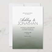 モダンはっきりしたミニマル・ダーク・グリーン結婚ズ 招待状 (正面)