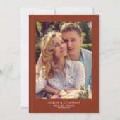 モダンはっきりしたミニマ結婚リストの赤い写真 招待状 (裏面)