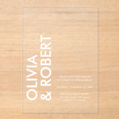 モダンはっきりしたミニマ結婚リスト アクリル招待状 (正面)