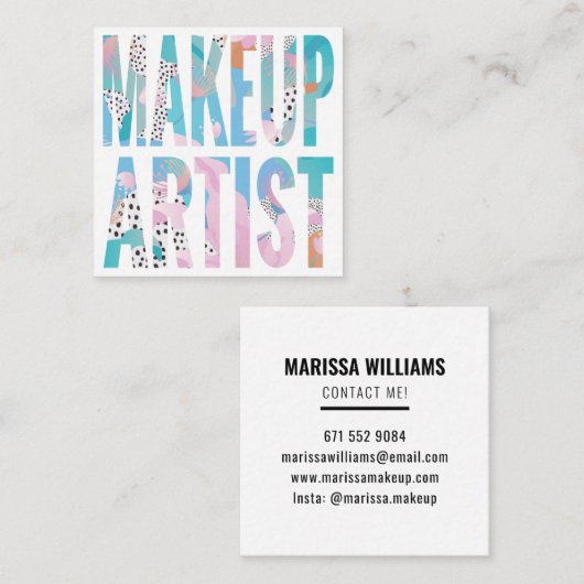 モダンはっきりしたメイクアーティスト抽象芸術ファッションパターン スクエア名刺 (正面/裏面)