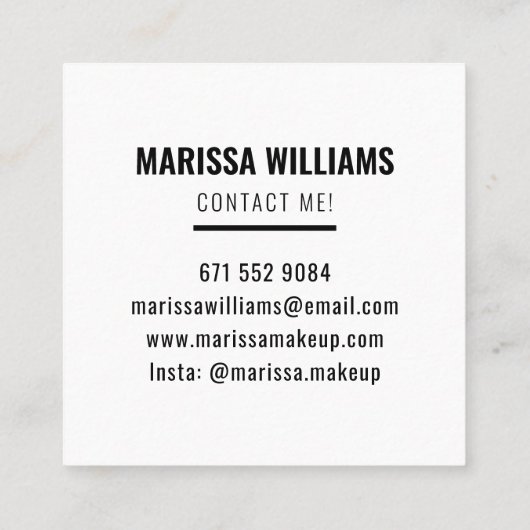 モダンはっきりしたメイクアーティスト抽象芸術ファッションパターン スクエア名刺 (裏面)