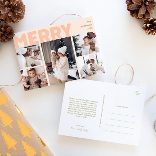 モダンはっきりしたメリーCoral Year in Review Five Photo シーズンポストカード