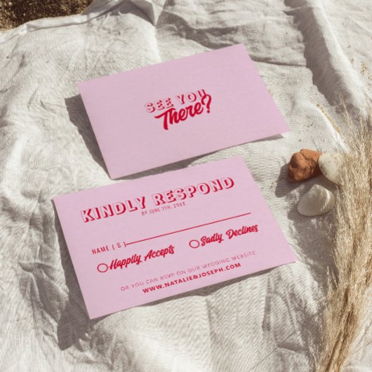 モダンはっきりしたユニークカラフルレトロ結婚おもしろい 出欠カード