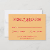 モダンはっきりしたユニークカラフルレトロ結婚おもしろい 出欠カード (正面)