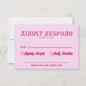 モダンはっきりしたユニークカラフルレトロ結婚おもしろい 出欠カード (正面)