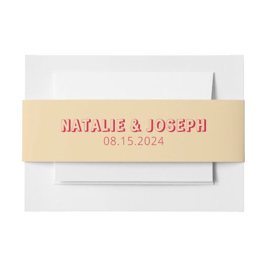 モダンはっきりしたユニークカラフル明レトロ結婚ズ 招待状ベリーバンド (正面例)