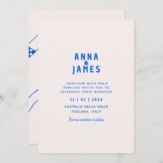 モダンはっきりしたユニークファンキー結婚日 招待状 (正面/裏面)