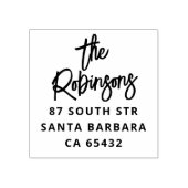 モダンはっきりしたレタリングファミリ名と差出人住所 ラバースタンプ (インプリント)