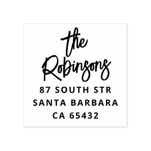 モダンはっきりしたレタリングファミリ名と差出人住所 ラバースタンプ (インプリント)