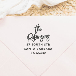 モダンはっきりしたレタリングファミリ名と差出人住所 ラバースタンプ