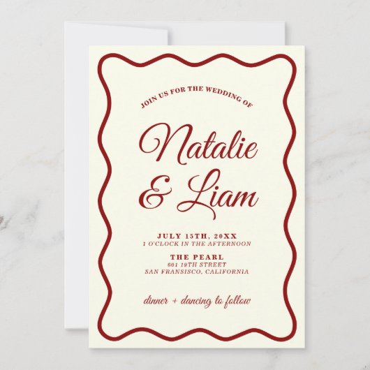 モダンはっきりしたレトロファンキー写真ユニーク結婚s 招待状 (正面)