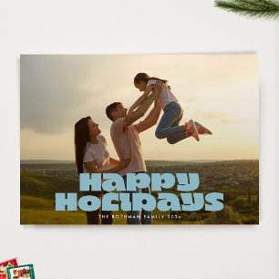 モダンはっきりしたレトロブルータイポグラフィ写真HAPPY シーズンカード