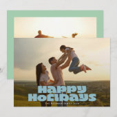 モダンはっきりしたレトロブルータイポグラフィ写真HAPPY シーズンカード (正面/裏面)